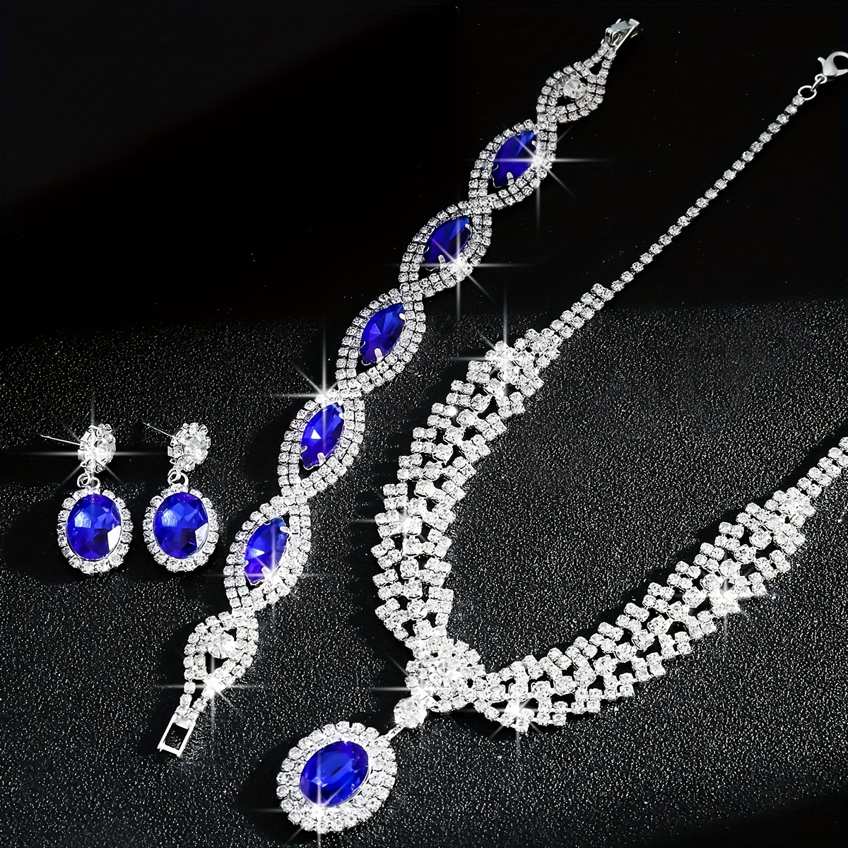 Bride Wedding Jewelry Set - Necklace, Bracelet, Earrings